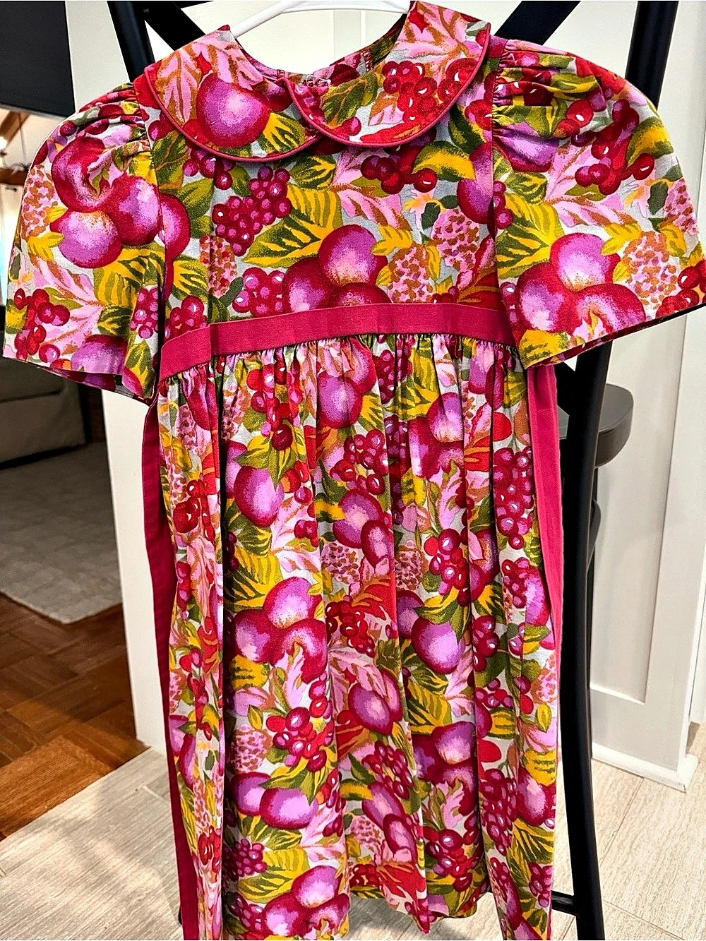 90’s Vintage Catherine Rebecca Floral Collared Dress in Pink & Red Like New
